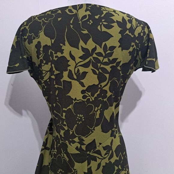 Vintage Trixxi Y2K Floral Print V- Neck  Retro Fit & Flare  Medium Sea Green - Picture 15 of 15